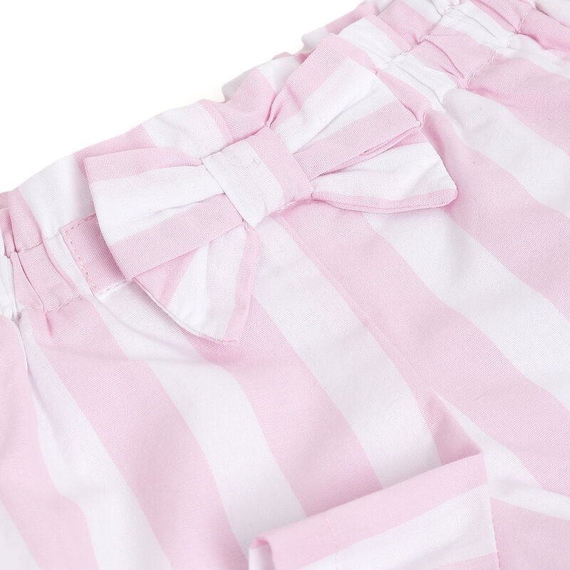Girls White and Pink Striped Short Trousers image number 2